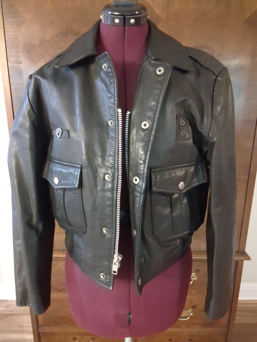 Classic Black Genuine Leather Bomber Jacket - Women's